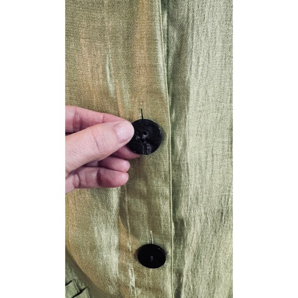 Ali Miles Women's Chartreuse 3/4 Sleeve Artsy Button Up Jacket Top Petite XL NEW - Picture 5 of 13